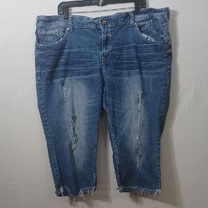 Angels Jeans Distressed Cropped Blue Denim